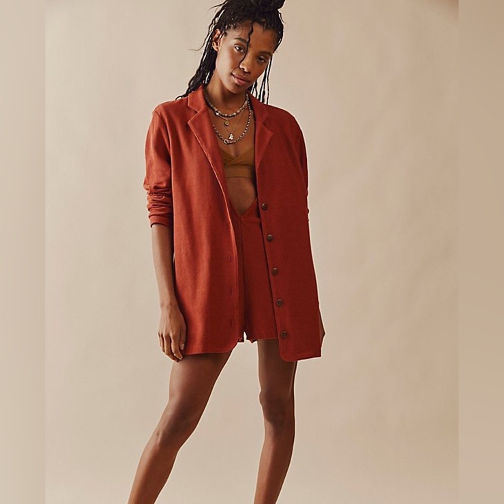 Free People Beach Lizzie Romper Spiced Sunblush